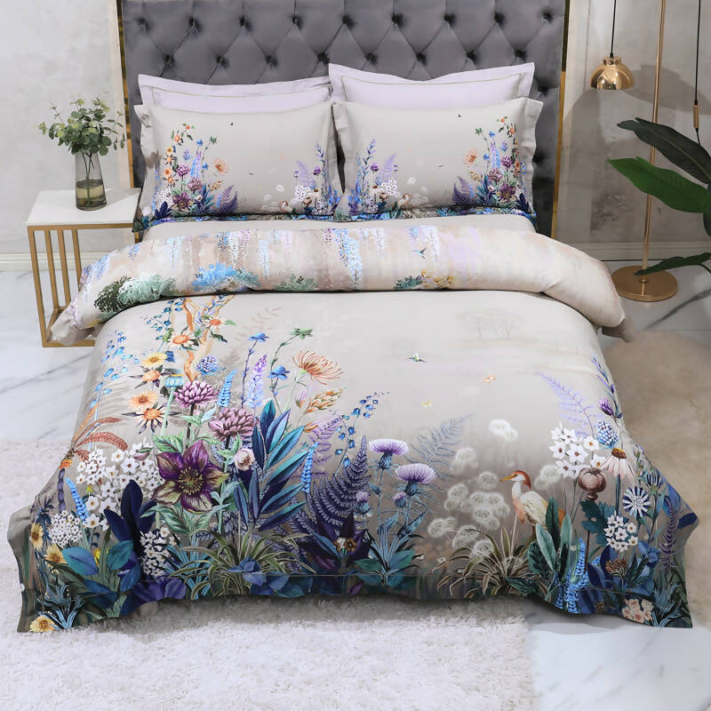 Spoonflower 100% Cotton Sheets, Queen 4pc Set Magical Moths Floral Night  Magic Dream Blooms Print Custom Bedding並行輸入 シーツ、カバー