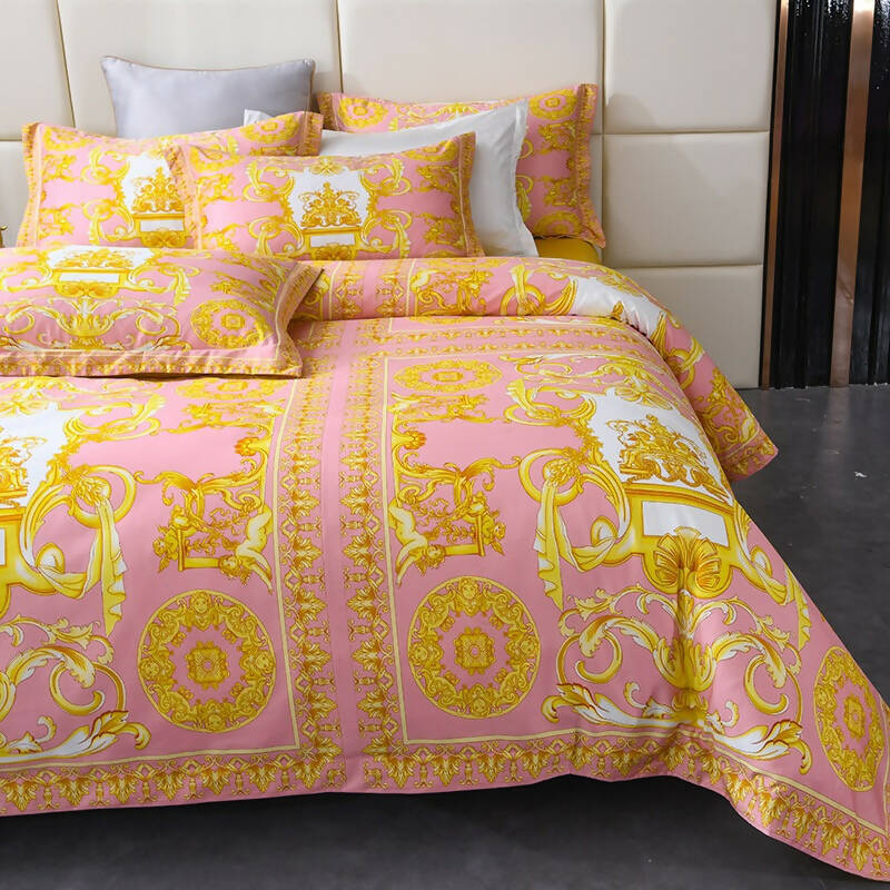 Simcho High-end Pink Cotton Luxury Printed Bedding Set