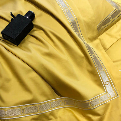Aleksandra Yellow Long Staple Cotton Embroidery 4 PCS Bedding Set