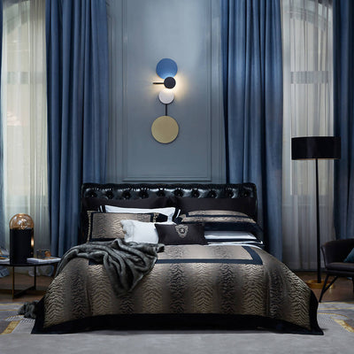 Giovanni Black Cotton Jacquard Luxury Bedding Set