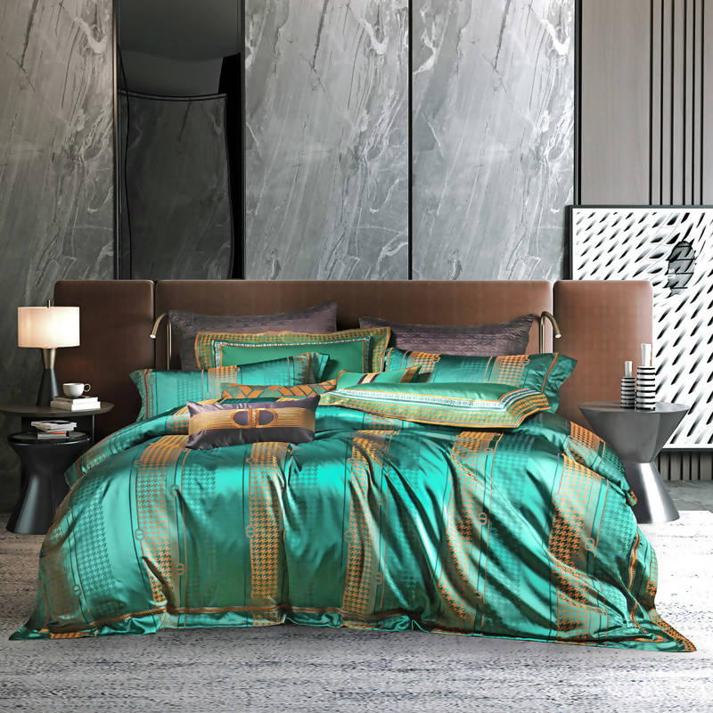 Giulietta Green Jacquard Cotton High-end Luxury Bedding Set