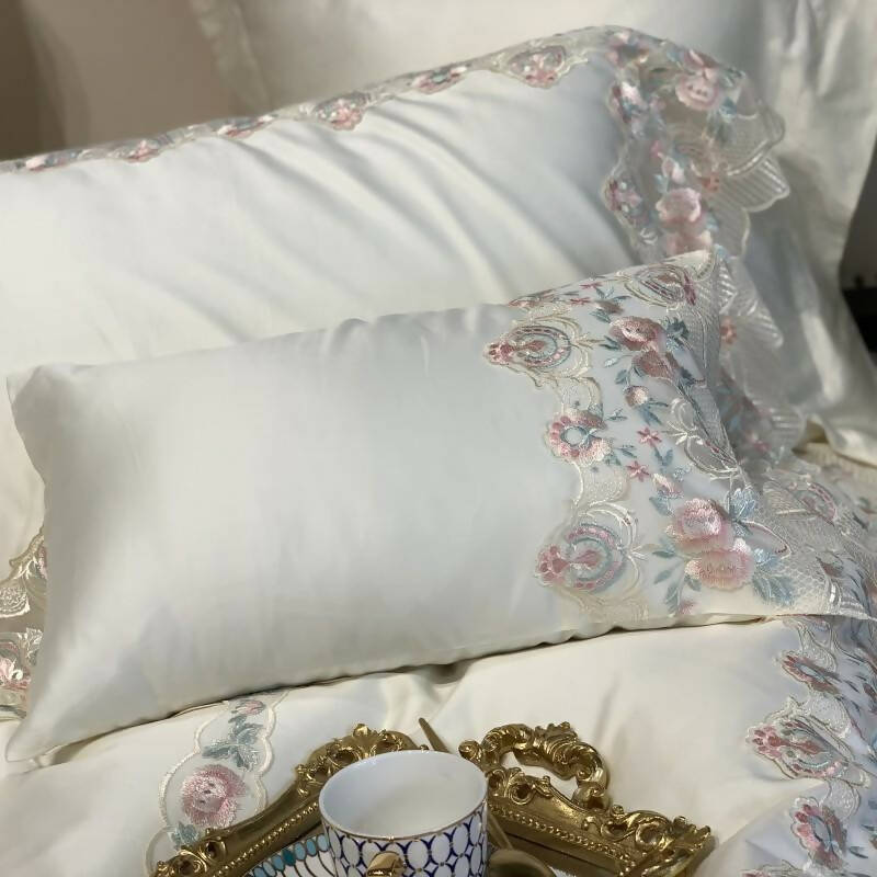 Mircea Egyptian Cotton White 1800TC High-end Lace Bedding Set