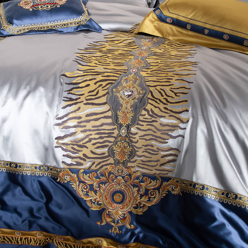 Lucas Navy Palace High-end Embroidery Luxury Bedding Set