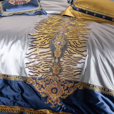 Lucas Navy Palace High-end Embroidery Luxury Bedding Set