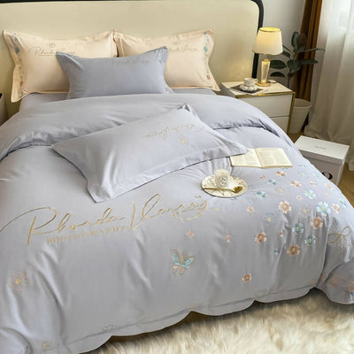 Colambanus Butterfly Princess Style Cotton High-end Embroidery Bedding Set