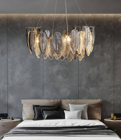 Giulia Feather Cut Smokey Glass And Gold Chandelier