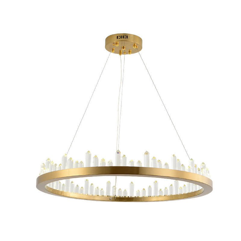 Hadrien 3D-Crystal Edge Metal Ring Chandelier