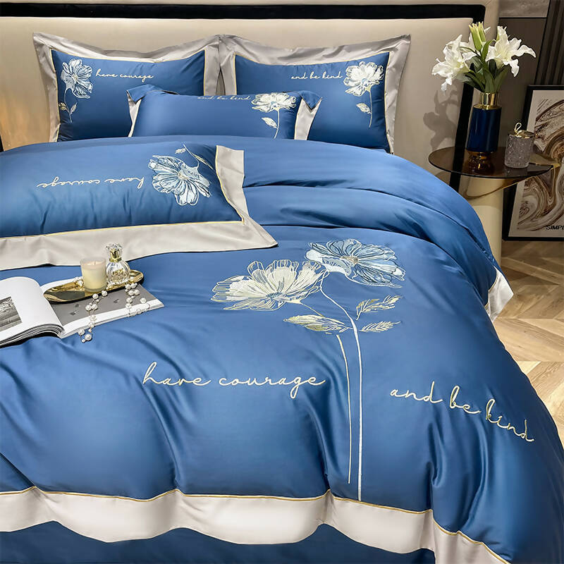 Lilybelle Cotton Flower Embroidery Luxurious Bedding Set