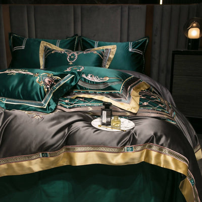 Diego Black Silk 100% Cotton Luxurious Bedding Set