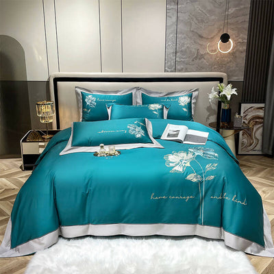 Lilybelle Cotton Flower Embroidery Luxurious Bedding Set