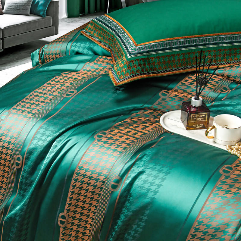 Giulietta Green Jacquard Cotton High-end Luxury Bedding Set