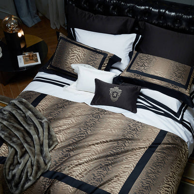 Giovanni Black Cotton Jacquard Luxury Bedding Set