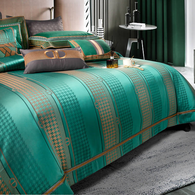 Giulietta Green Jacquard Cotton High-end Luxury Bedding Set