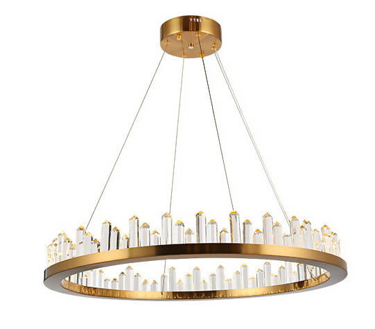 Hadrien 3D-Crystal Edge Metal Ring Chandelier