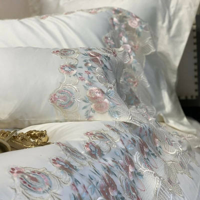 Mircea Egyptian Cotton White 1800TC High-end Lace Bedding Set