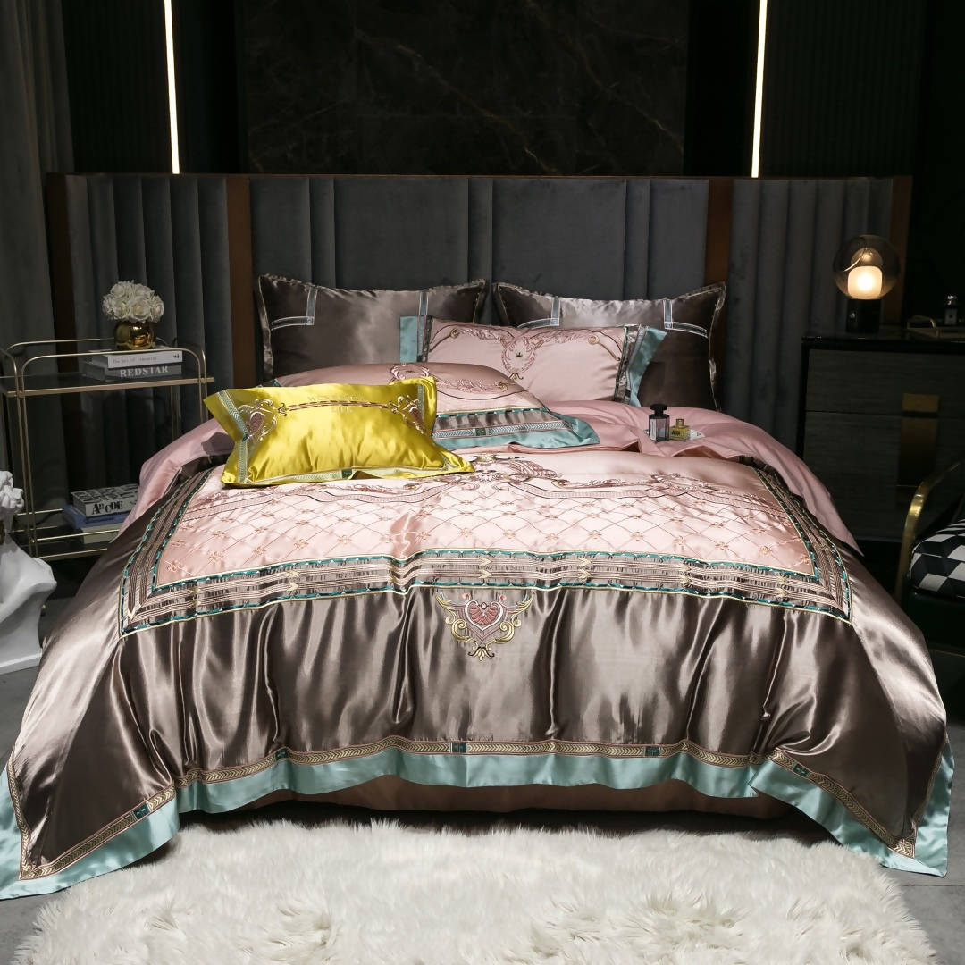 Diego Pink Silk 100% Cotton Luxurious Bedding Set