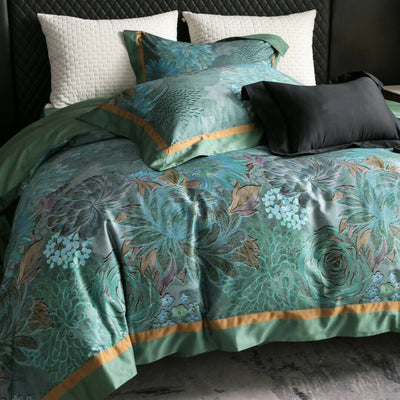 Paulina Green 100% Cotton Digital Printed Bedding Set