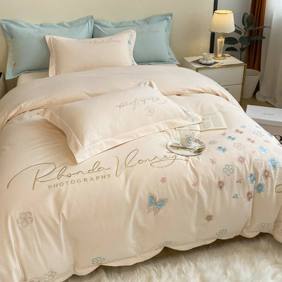 Colambanus Butterfly Princess Style Cotton High-end Embroidery Bedding Set