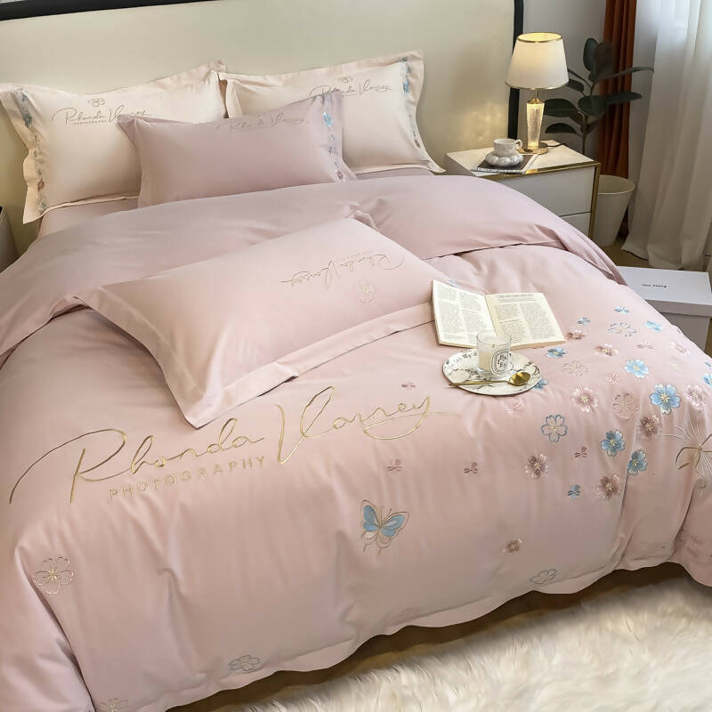 Colambanus Butterfly Princess Style Cotton High-end Embroidery Bedding Set