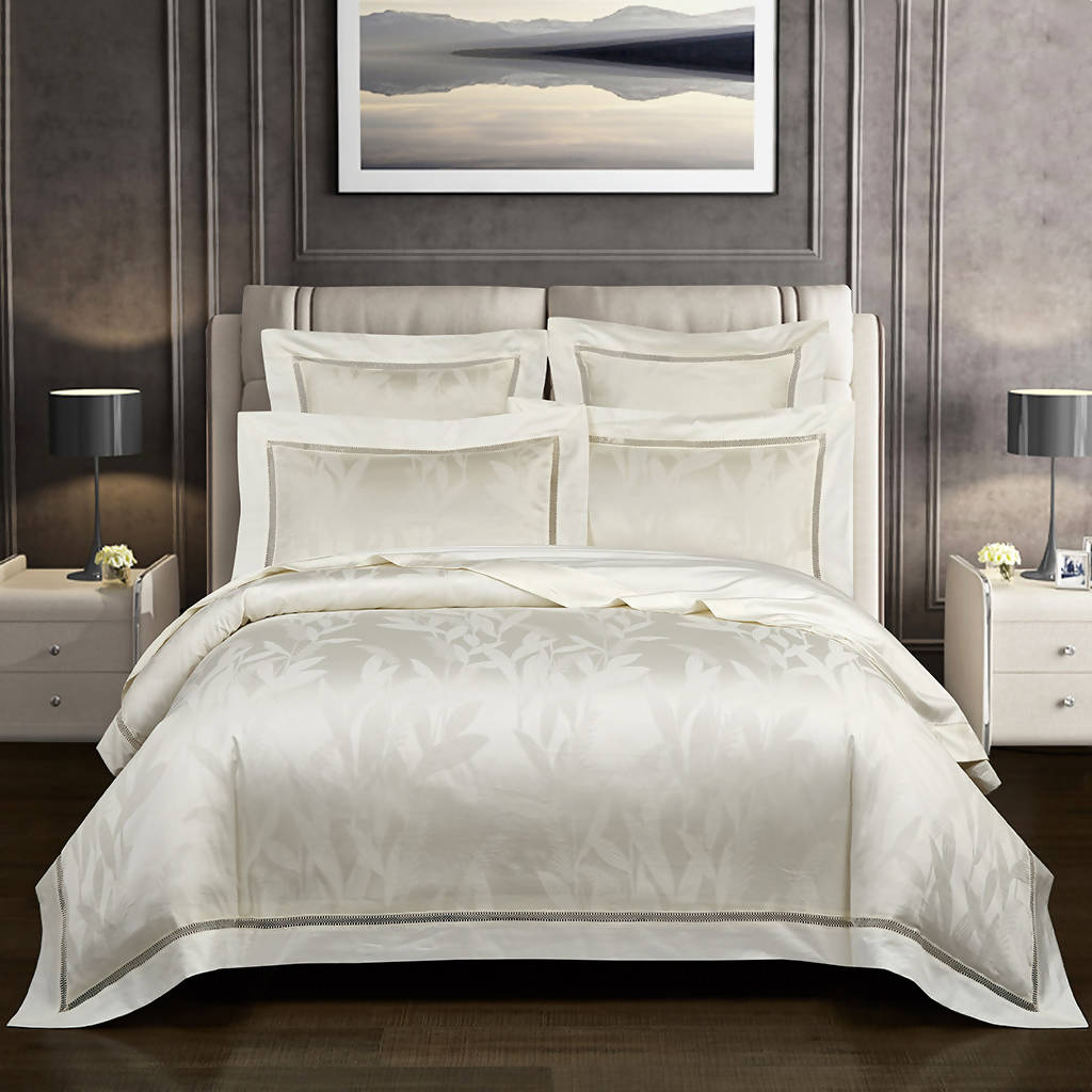 Valentina Cream 100% Egyptian Cotton Luxury Jacquard Bedding Set