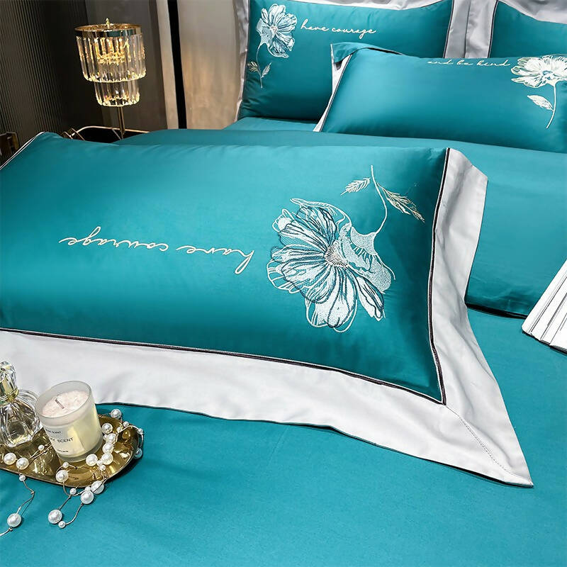 Lilybelle Cotton Flower Embroidery Luxurious Bedding Set