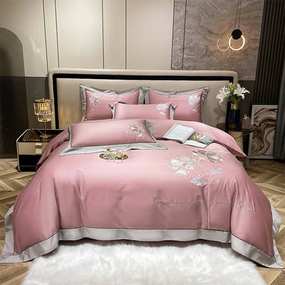 Lilybelle Cotton Flower Embroidery Luxurious Bedding Set