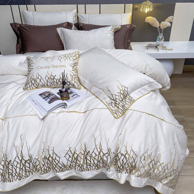 Leonardo White Luxury Baroque Style Cotton Bedding set