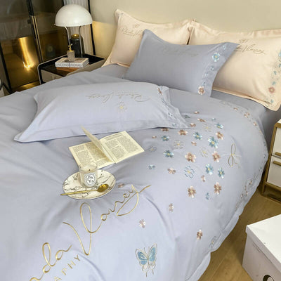 Colambanus Butterfly Princess Style Cotton High-end Embroidery Bedding Set