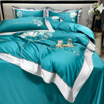 Lilybelle Cotton Flower Embroidery Luxurious Bedding Set