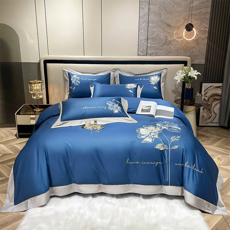 Lilybelle Cotton Flower Embroidery Luxurious Bedding Set