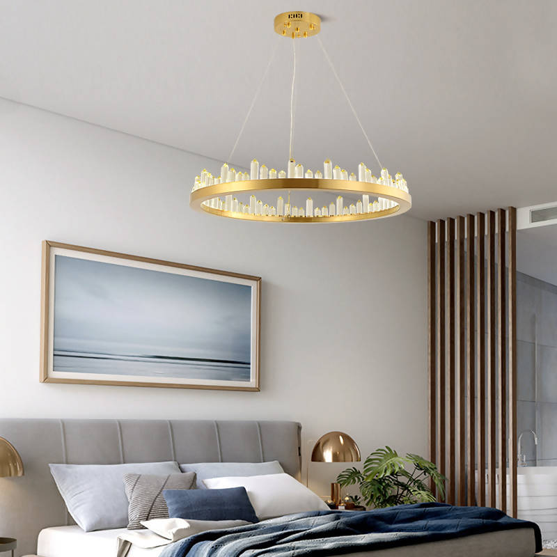 Hadrien 3D-Crystal Edge Metal Ring Chandelier