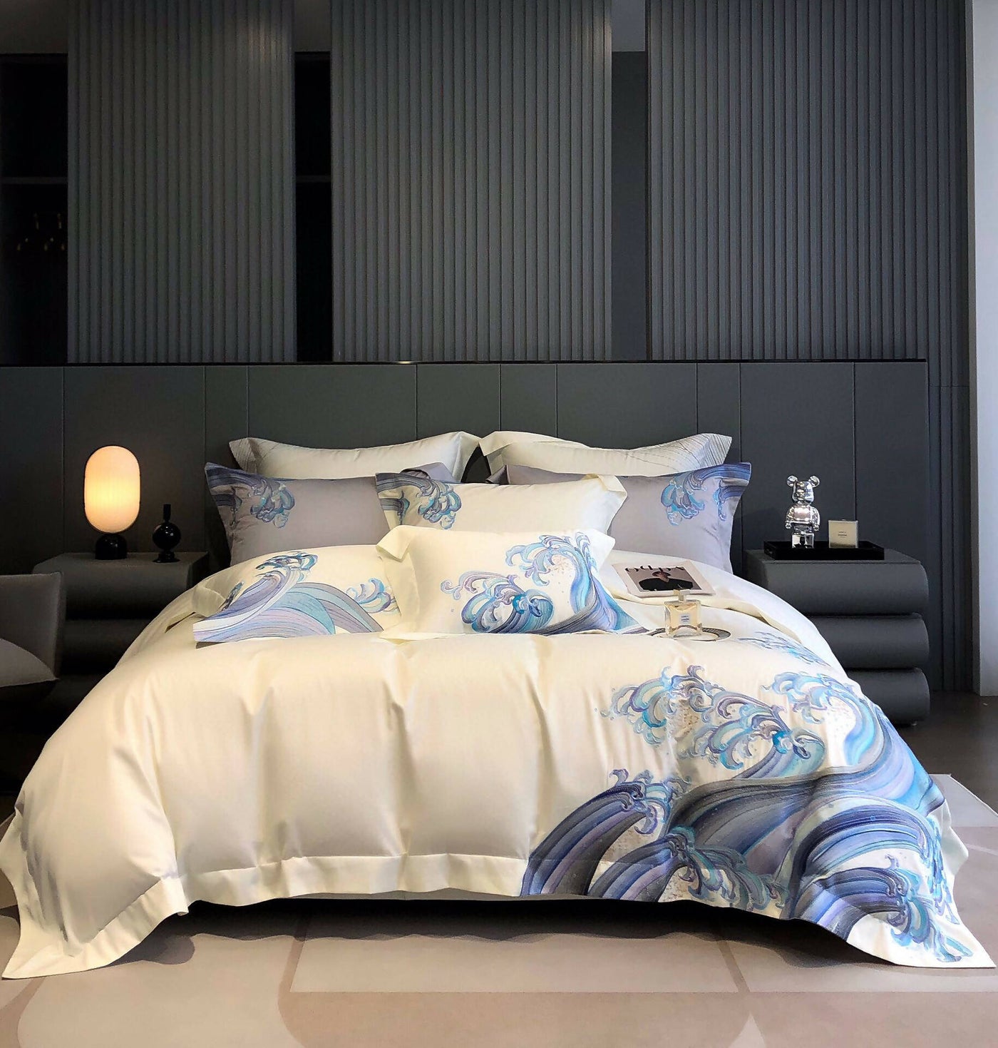 Blue Wave 100% Cotton Luxurious 4 Pieces Bedding Set