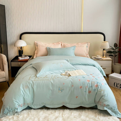 Colambanus Butterfly Princess Style Cotton High-end Embroidery Bedding Set