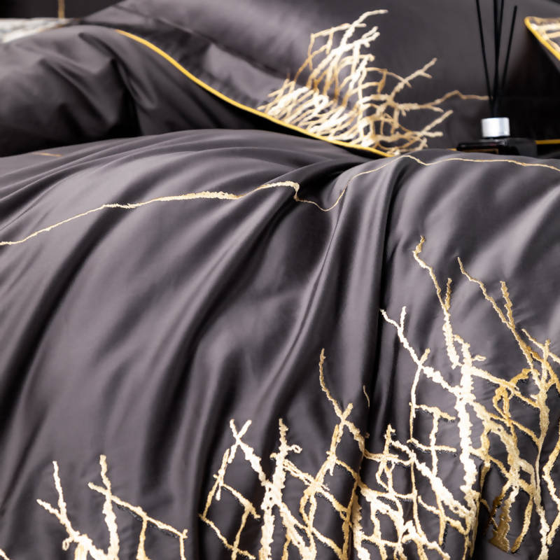 Leonardo Grey Luxury Baroque style Cotton Bedding set