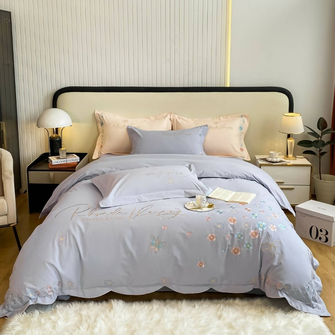 Colambanus Butterfly Princess Style Cotton High-end Embroidery Bedding Set