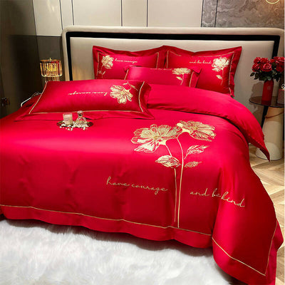 Lilybelle Cotton Flower Embroidery Luxurious Bedding Set