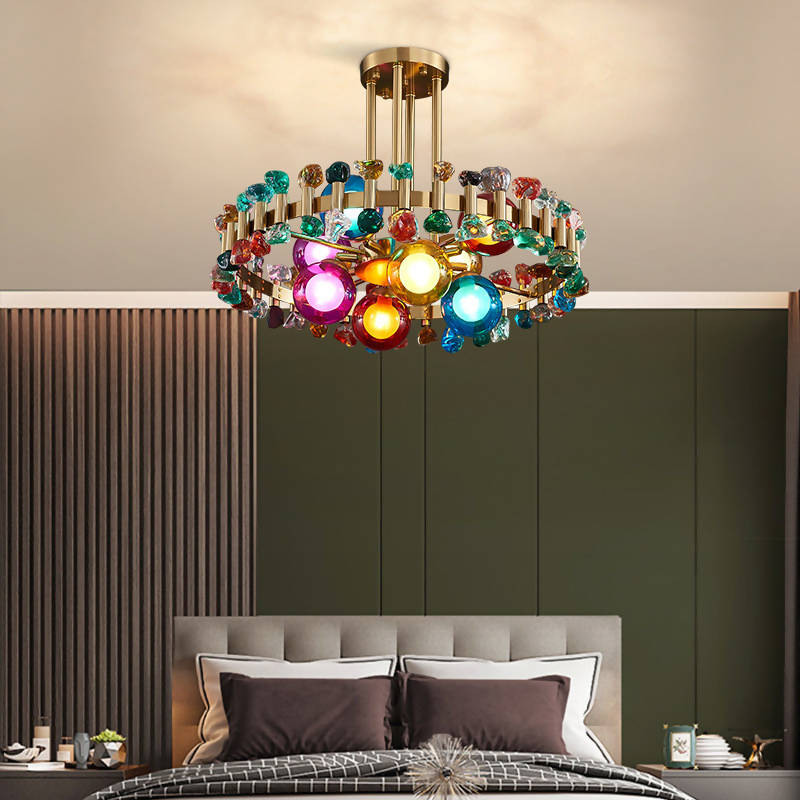 Shakespeare Colorful Gem And Crystal Round Chandelier