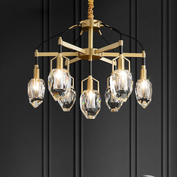 Marcellus Luxurious Drop Crystal Gold Bar Chandelier