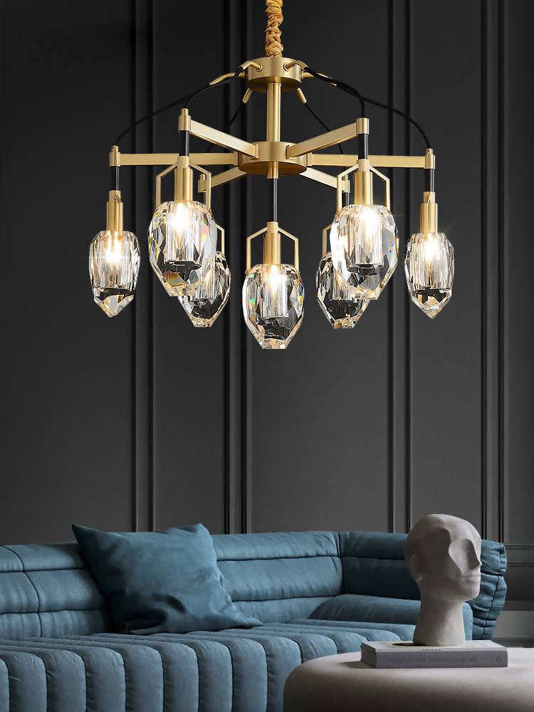 Marcellus Luxurious Drop Crystal Gold Bar Chandelier