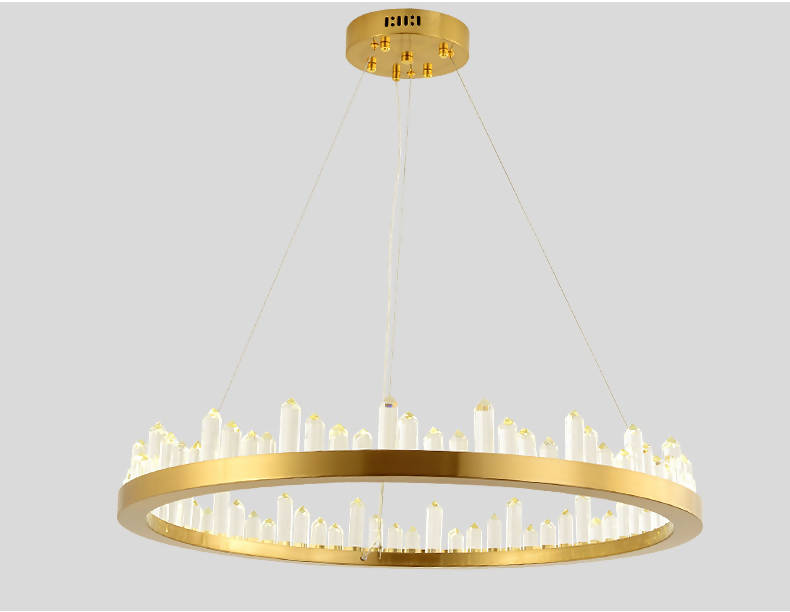 Hadrien 3D-Crystal Edge Metal Ring Chandelier