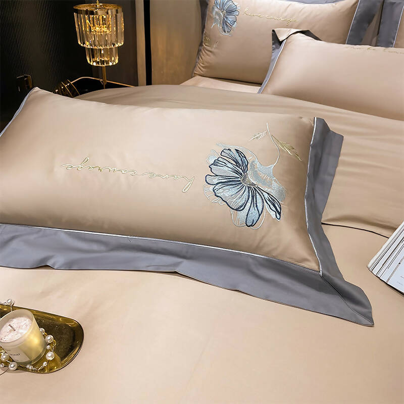 Lilybelle Cotton Flower Embroidery Luxurious Bedding Set