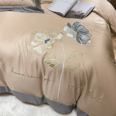 Lilybelle Cotton Flower Embroidery Luxurious Bedding Set